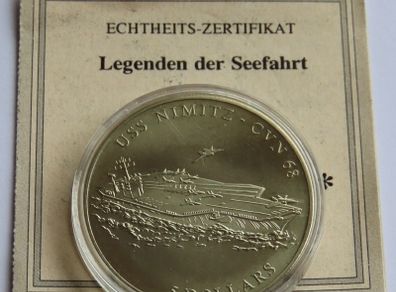 USA Navy Aircraft carrier USS Nimitz 5 Dollars 2001 + certificate