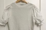 Pullandbear knitted top with ruffle sleeves
