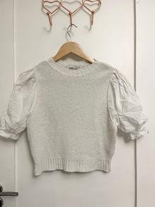 Pullandbear knitted top with ruffle sleeves
