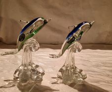 Two Murano Glass Dolphins