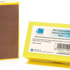 Glass Polish 15101 Diamond Hand Pad Sanding Block for Smoothing, Edging & Polishing 95 x 55mm - Grit 400