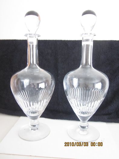 Pair of Vintage Tipperary Crystal Decanters 15"