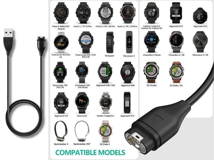 5x 1m USB Charging & Data Cable for Garmin Fenix Forerunner Venu Vivoactive BULK / WHOLESALE
