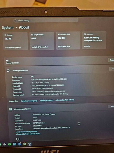 Msi Cyborg 15 Gaming Laptop (rtx 3050 6gb, 16gb Ddr5, 2tb Ssd) + Klim Stand