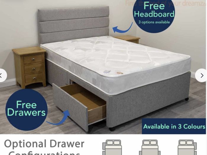 Almost - New King Size Bed w/ Mattress, Headboard & 2 Storage Drawers Included
