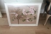 Large Japanese Cherry Blossom tree screen printed on Linen