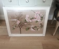 Japanese Cherry Blossom tree screen printed on Linen