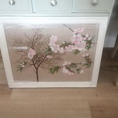 Japanese Cherry Blossom tree screen printed on Linen