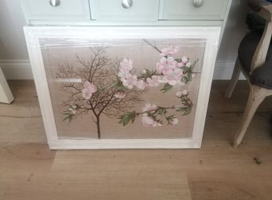 Japanese Cherry Blossom tree screen printed on Linen