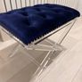 Blue velvet footstool Image 7