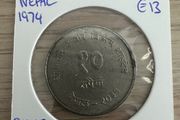 Nepal 10 Rupees 1974 FAO (Silver) AEF