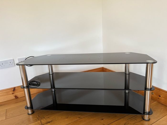 Black glass & chrome TV stand