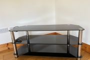 Black glass &amp; chrome TV stand