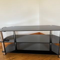 Black glass & chrome TV stand