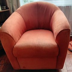 italsofa tub burnt orange swivel chair