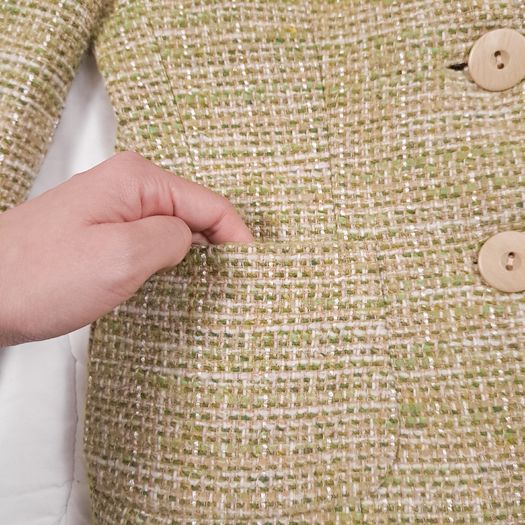 Wallis Beige Light Green Textured Tweed Two-Button Tailored Blazer Jacket 10-12UK/38-40EU