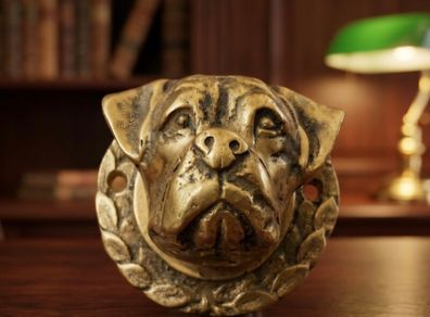 Vintage Solid Brass Bulldog Door Knocker