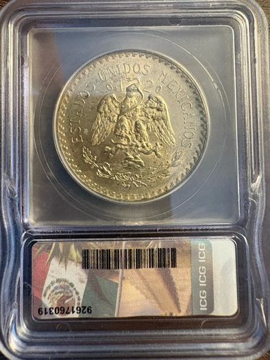 1933 Mexico Un Peso ICG graded MS64