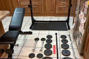 Gym Weightlifting Bundle, Great Value! Metal Weights, Squat Rack, Weight Bench, Bars, Mats + More!