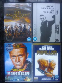 Steve Mcqueen 4 Dvd Lot Great Escape, Bullitt, Papillon, Magnificent Seven