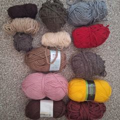 Bundle of Assorted Knitting Yarn Various Colors