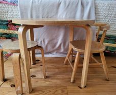 child table and stool and chair