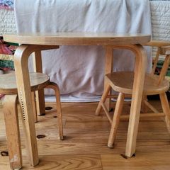 child table and stool and chair