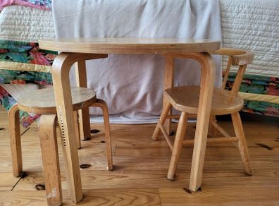 child table and stool and chair
