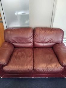 2 Burgundy Leather Sofas