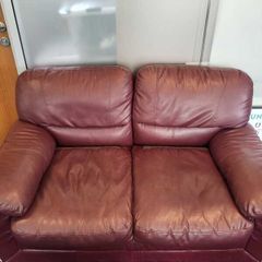 2 Burgundy Leather Sofas
