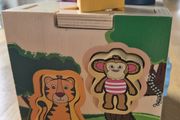 Wooden shapes and animals jigsaw cube