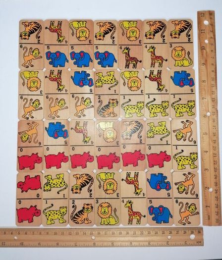 Wooden Game of Wildlife Dominoes (28 Pieces)