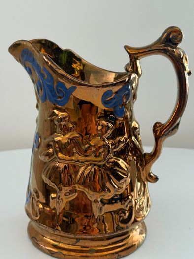 Antique Victorian Staffordshire Copper Lustreware Collection. 5 Pieces