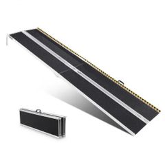 Wheelchair Ramp, 304.8 cm 363 kg Capacity, Non-Slip Aluminum Folding Threshold Ramp