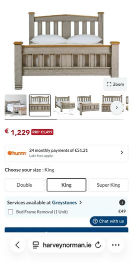 Lancaster Bed Frame | King | 5ft | Aged Grey/Oak