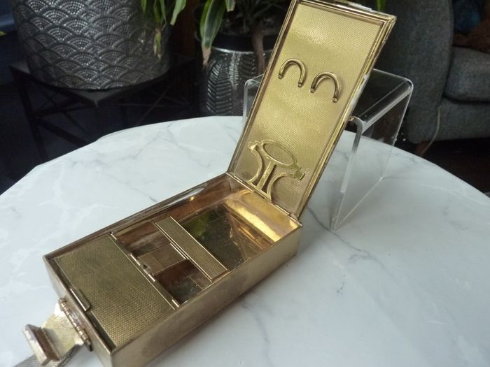 Vintage Art Deco Park Lane (L.S. Mayer) Gold-Tone Vanity Purse/Cigarette Case. Mesh Wristlet.