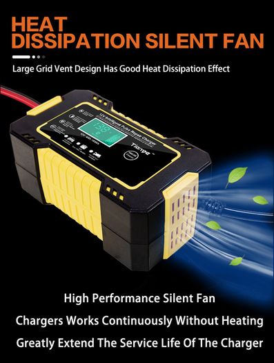 12V 6A Intelligent Car Motorcycle Battery Charger for Auto Moto Lead Acid AGM Gel VRLA Smart Charging 6A 12V Digital LCD Display