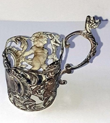 Solid Sterling Silver Spirit Cup Holder/Cert