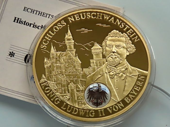 King Ludwig Bayern 24 Karat Gold plated Proof  Neuschwanstein Castle