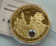 King Ludwig Bayern 24 Karat Gold plated Proof  Neuschwanstein Castle