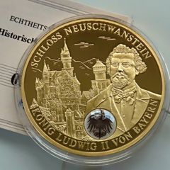 King Ludwig Bayern 24 Karat Gold plated Proof  Neuschwanstein Castle