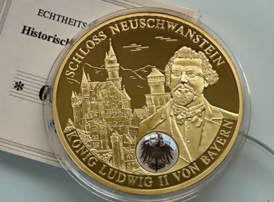 King Ludwig Bayern 24 Karat Gold plated Proof  Neuschwanstein Castle