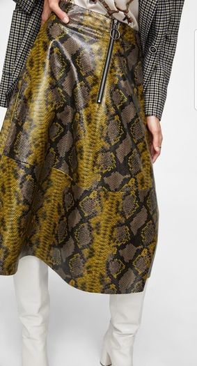 ZARA  shiny SNAKESKIN print skirt bloggers favourite