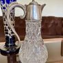 Antique Vintage Silver Plated Crystal Glass Claret Jug Pitcher Image 4