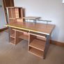 Wooden Computer or Office Desk with Adjustable Shelves & Keyboard Trays Image 2