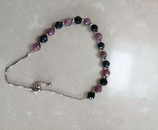 Bracelet Adjustable size crystals and sterling silver beads