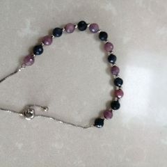 Bracelet Adjustable size crystals and sterling silver beads