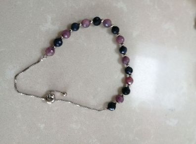 Bracelet Adjustable size crystals and sterling silver beads