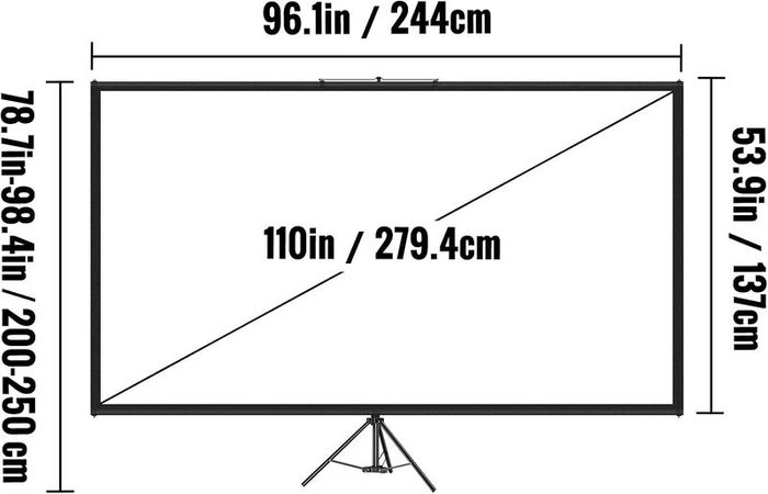 Vevor Tripod Projector Screen with Stand - 110inch