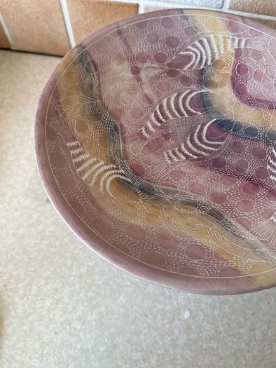 African Soapstone Hand carved 10.5" Bowl & 7.5" long Swan shaped soapstone